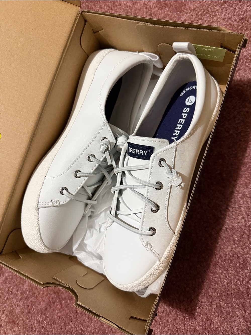 Sperry White Leather Low Profile Lace-Up Sneakers